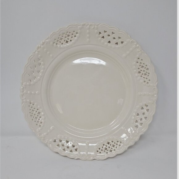 1 Hartley Greens Creamware Pierced Heart Diamonds Rim & Garland Fruit Dish Plate - Picture 2 of 5